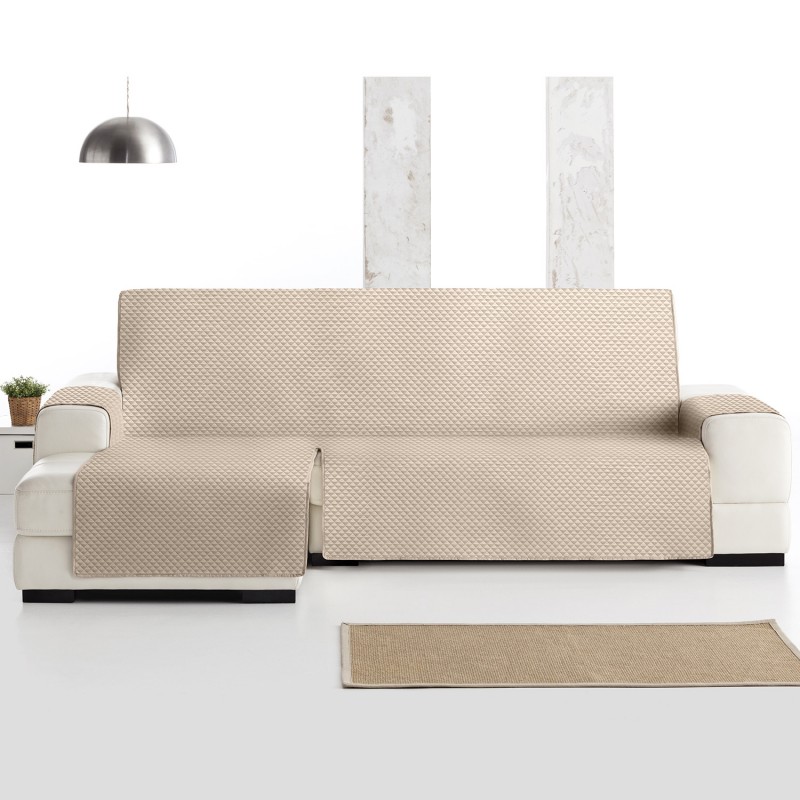 Funda de sofá impermeable, con bolsillos de almacenamiento Con Chaise Longue-  Blanco