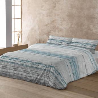 Funda Nordica Cossland Stilia en tonos ocres y azules para dormitorios modernos.