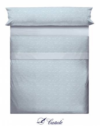 Juego Sábanas Cuatro Piezas Coralina TEX HOME Cuadros Cama 150 cm Gris